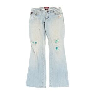 Vintage Y2K Tyte Jeans Women Light Wash Distressed Flare Bootcut Jeans Size 7